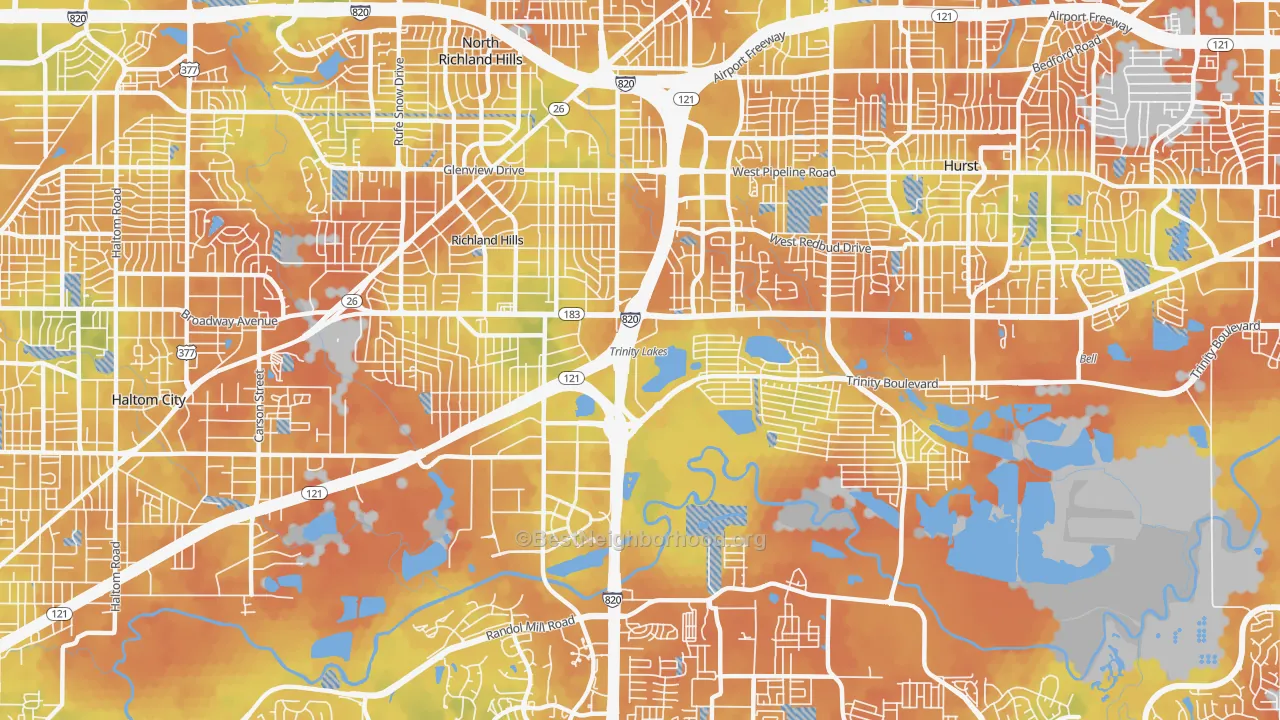 Bike Grade map of 76118, TX