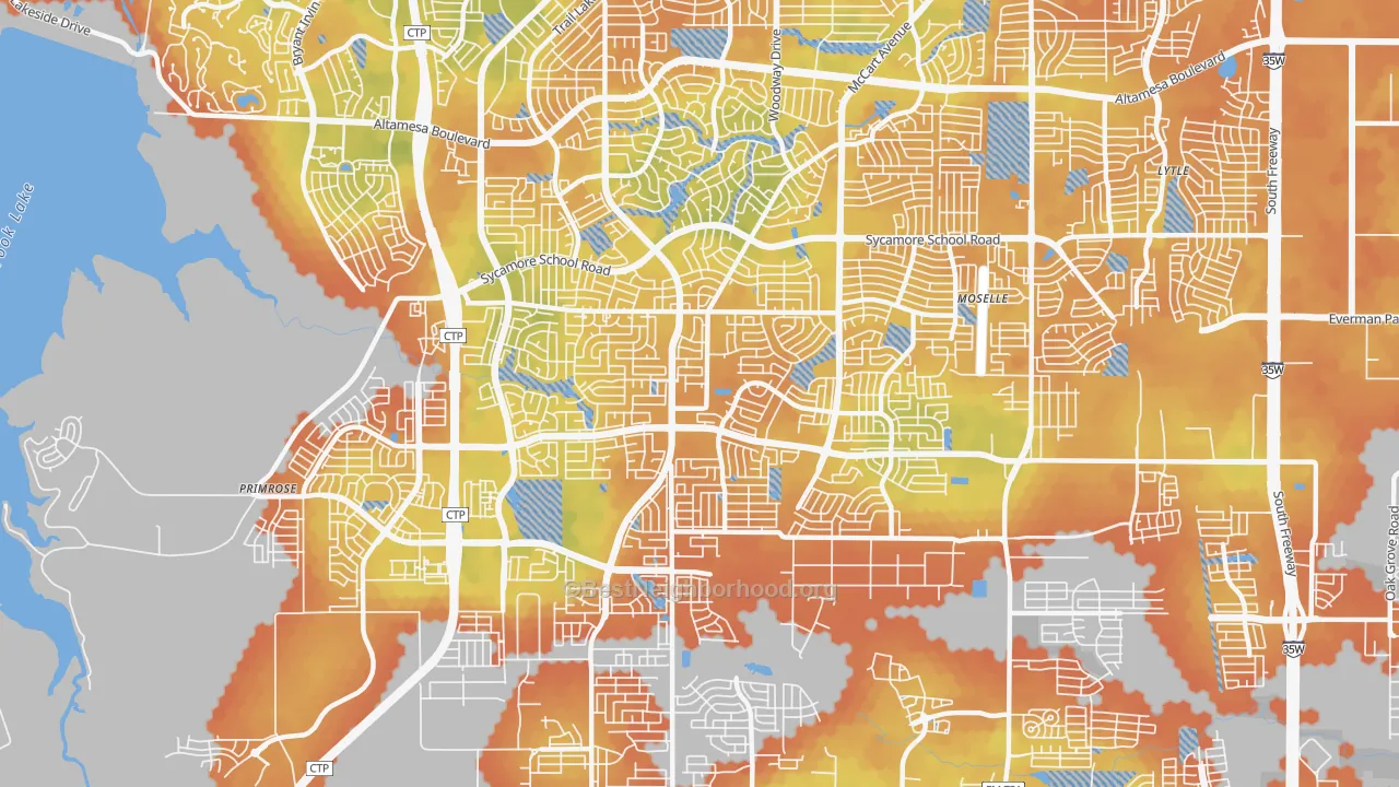 Bike Grade map of 76123, TX