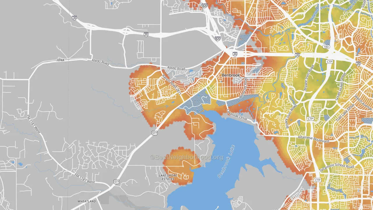 Bike Grade map of 76126, TX