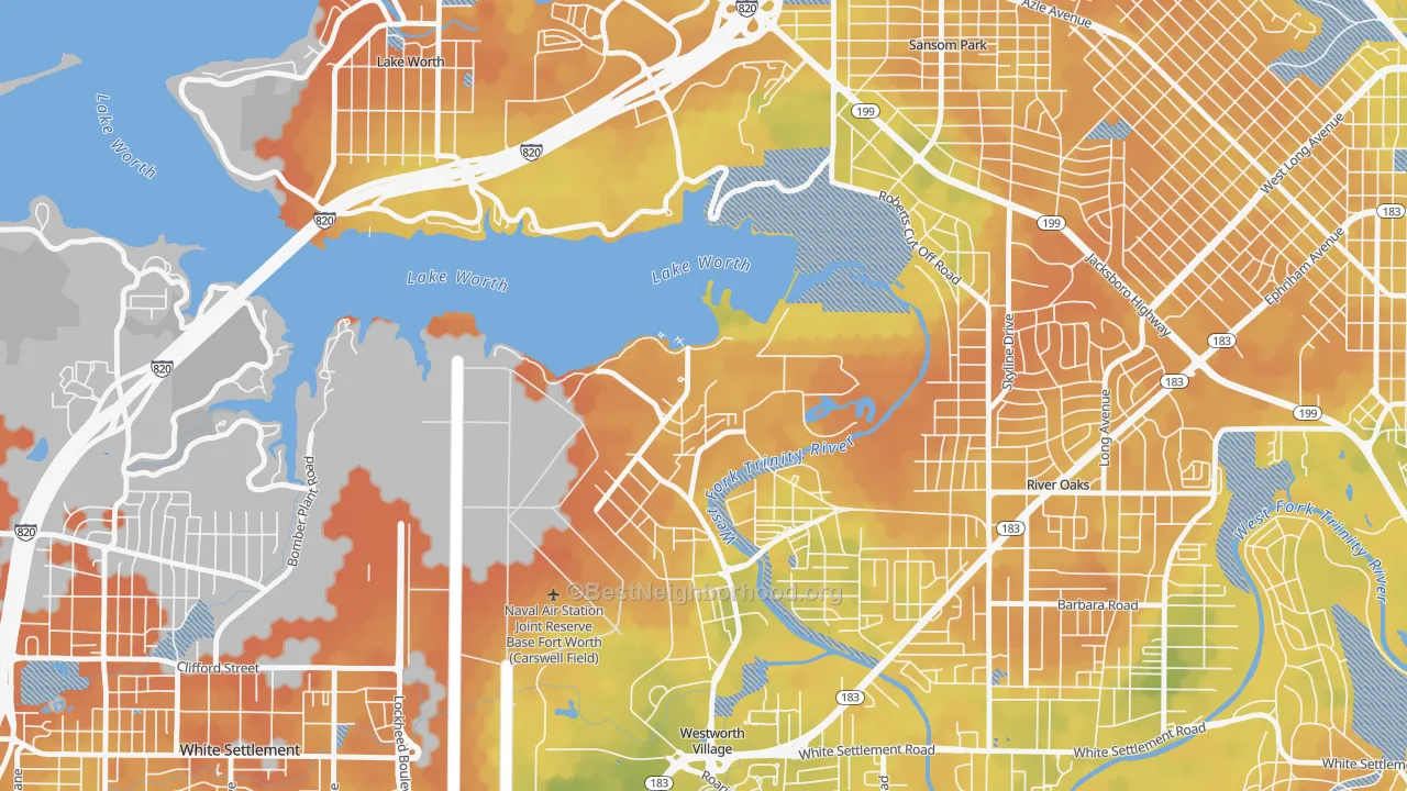 Bike Grade map of 76127, TX