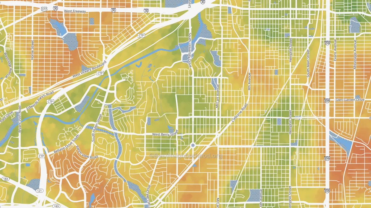 Bike Grade map of 76129, TX
