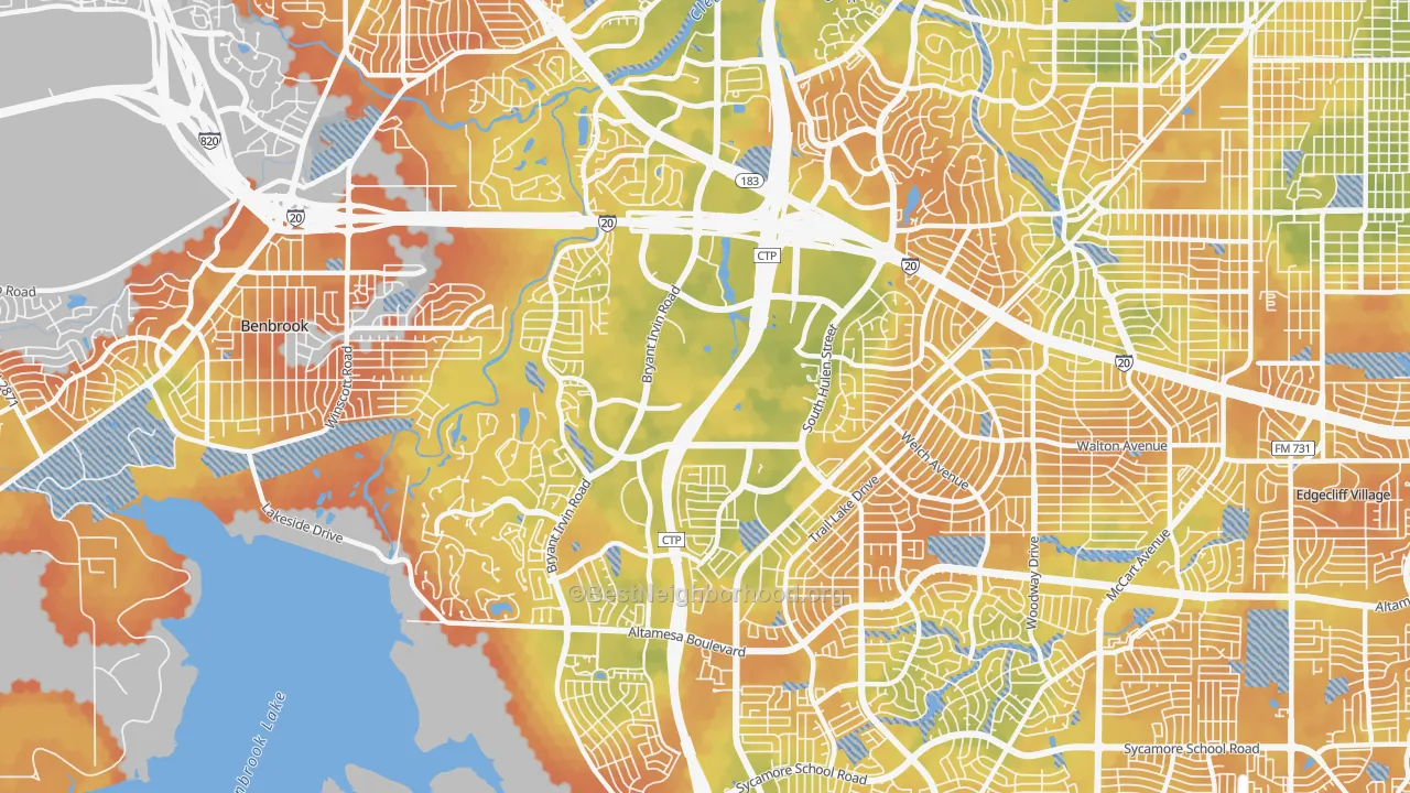 Bike Grade map of 76132, TX
