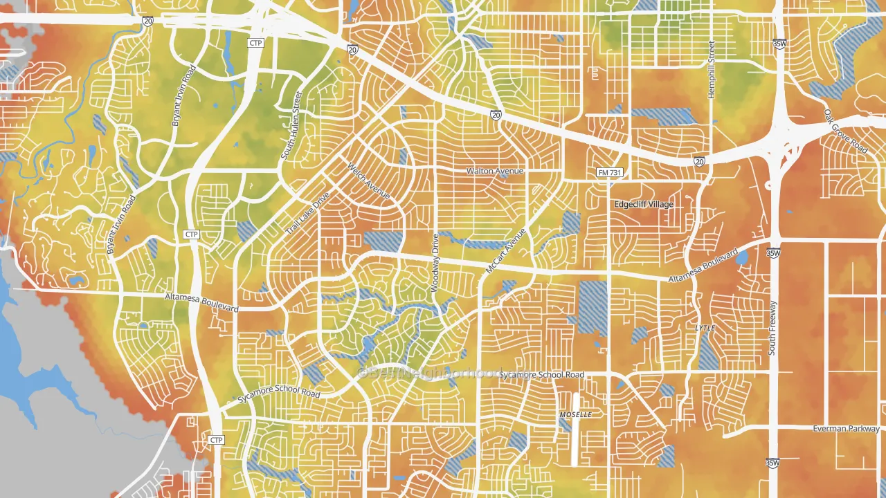Bike Grade map of 76133, TX
