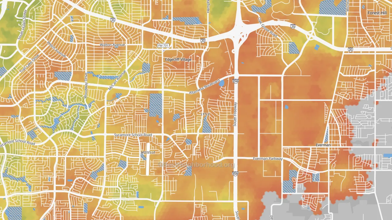 Bike Grade map of 76134, TX