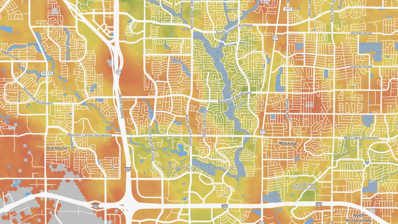 Bike Grade map of 76137, TX
