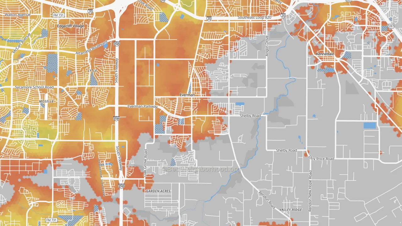 Bike Grade map of 76140, TX