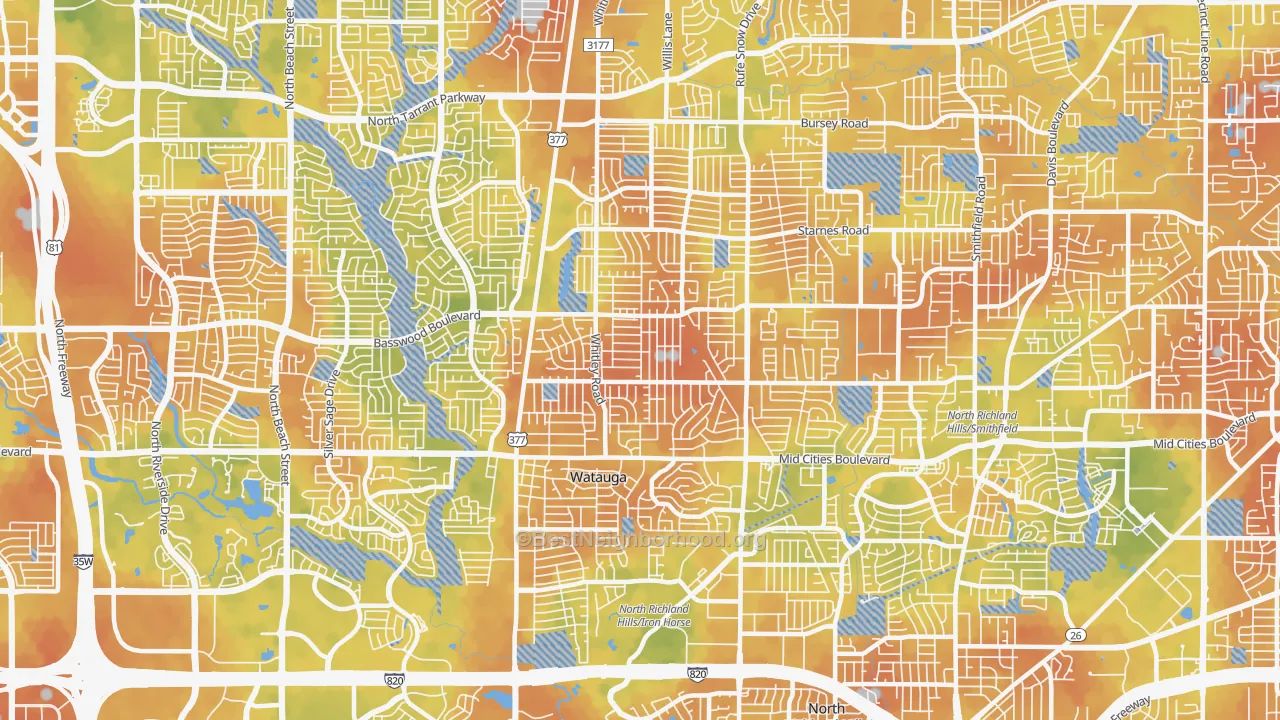 Bike Grade map of 76148, TX