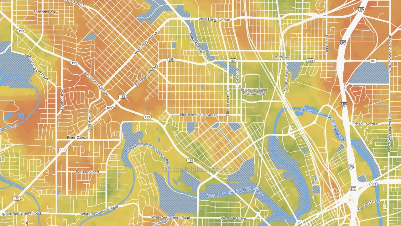 Bike Grade map of 76164, TX