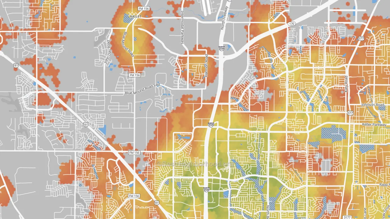 Bike Grade map of 76177, TX