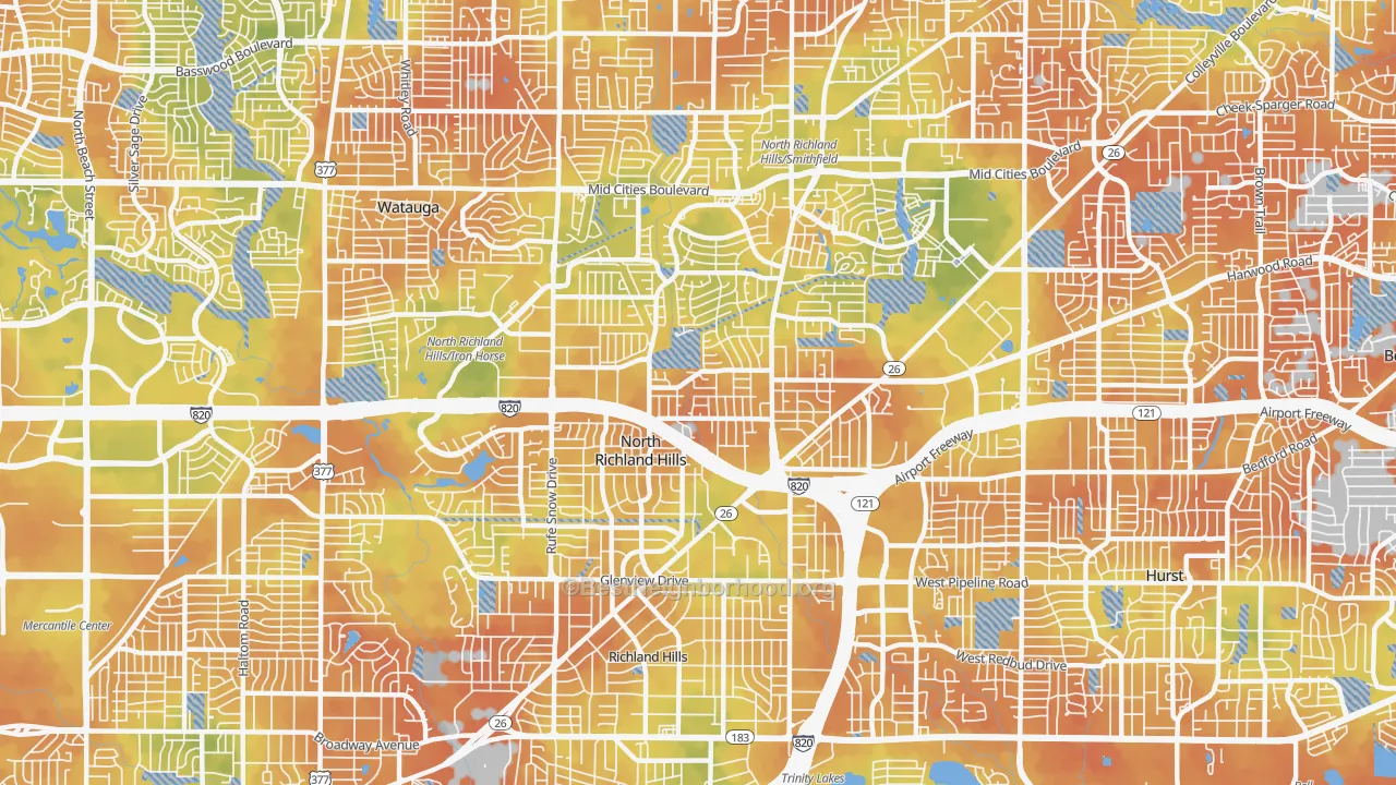 Bike Grade map of 76180, TX