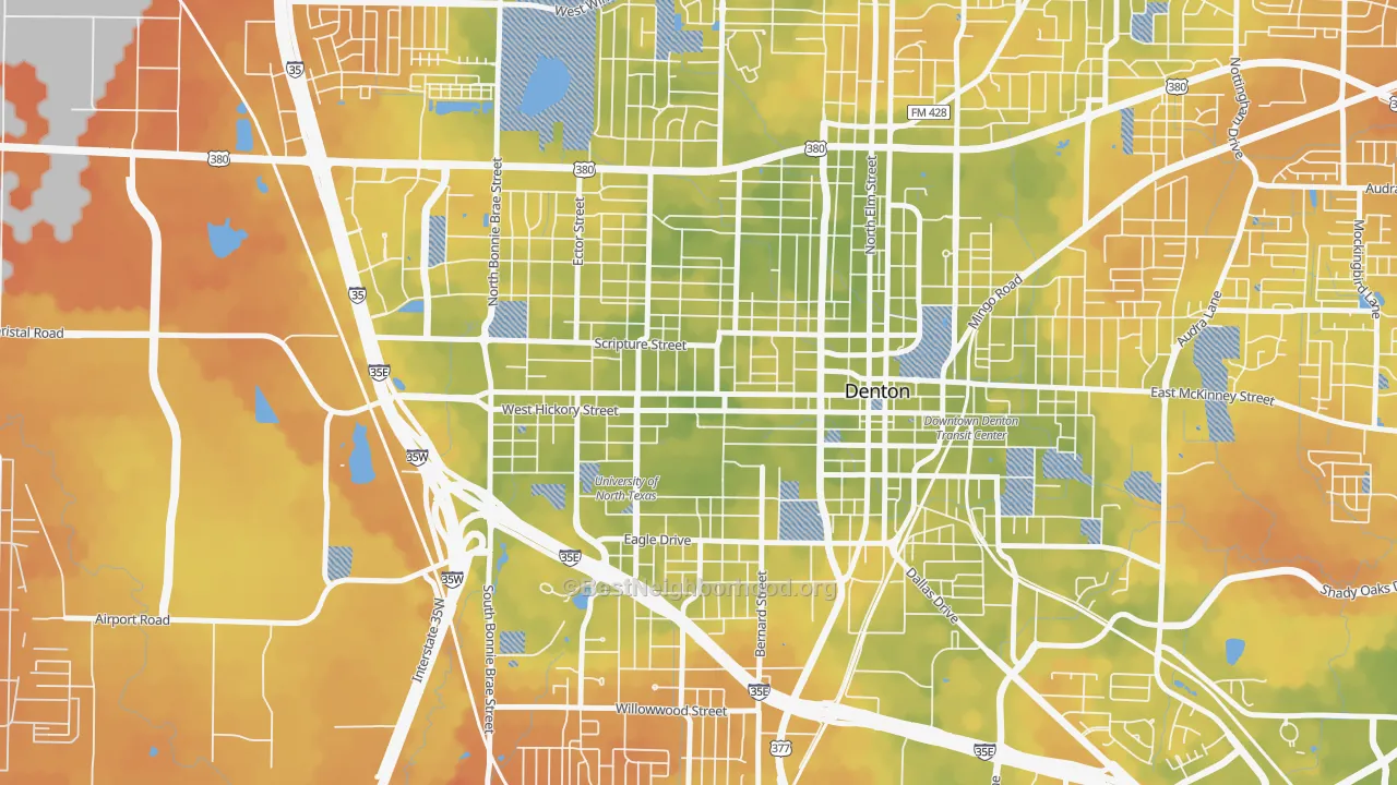 Bike Grade map of 76201, TX