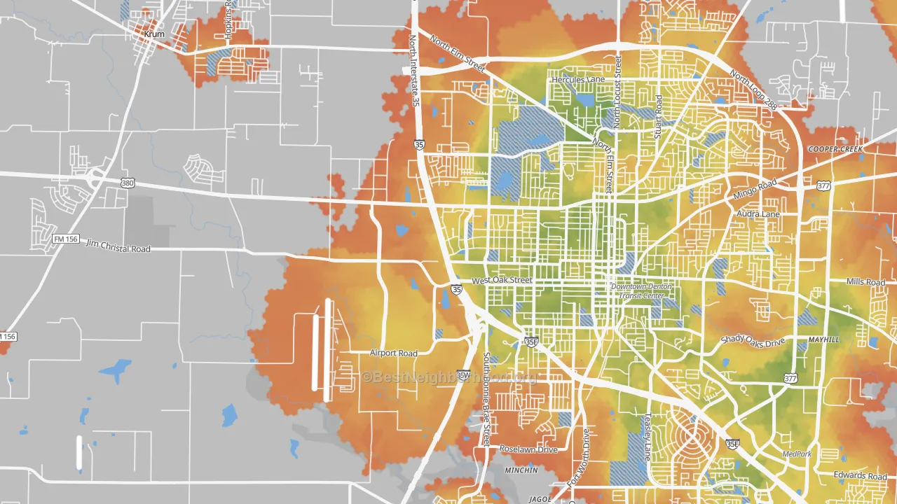 Bike Grade map of 76207, TX