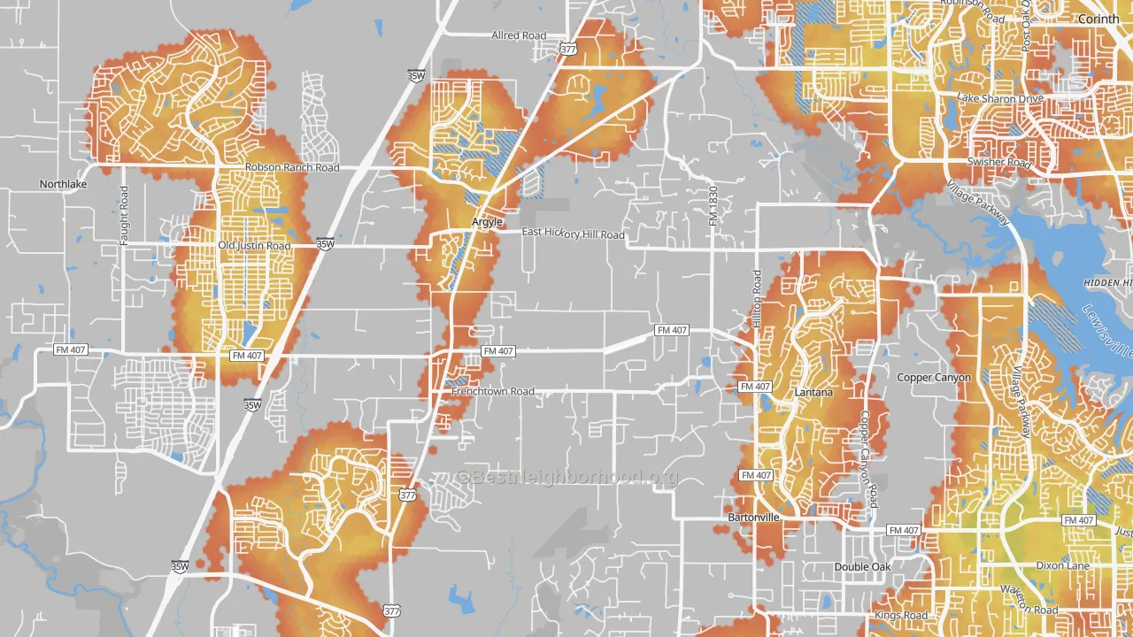 Bike Grade map of 76226, TX