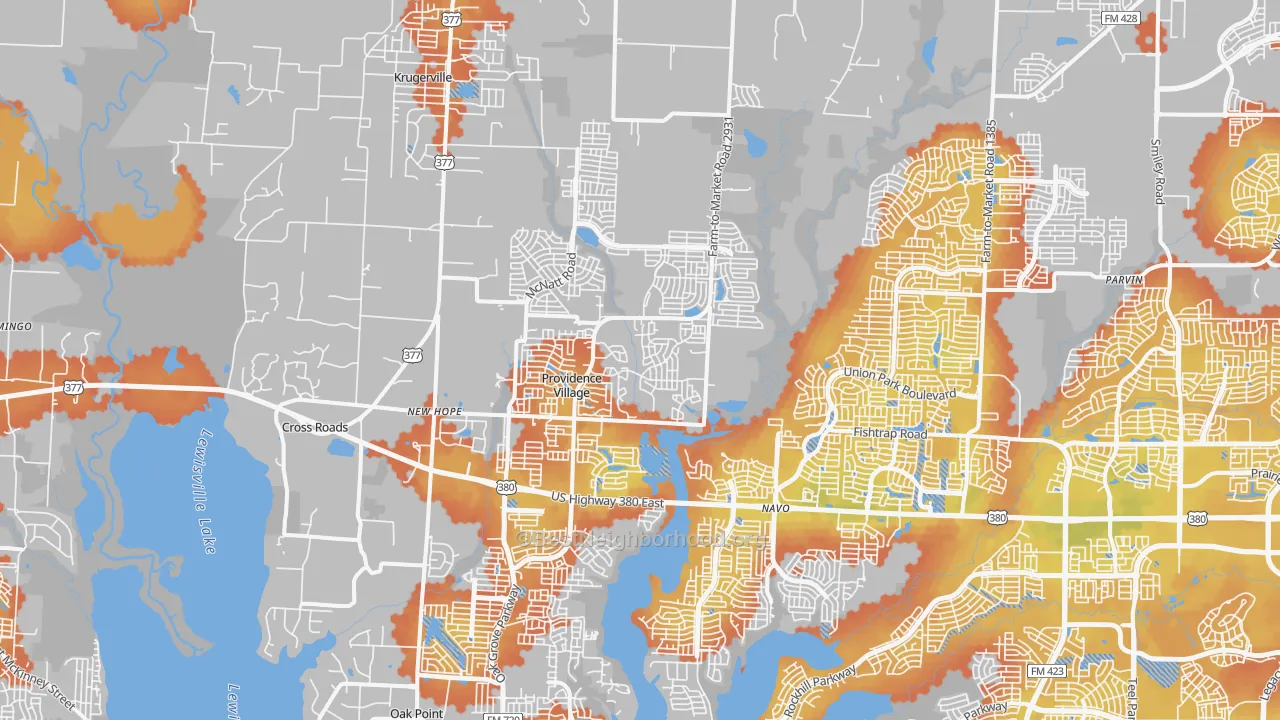 Bike Grade map of 76227, TX