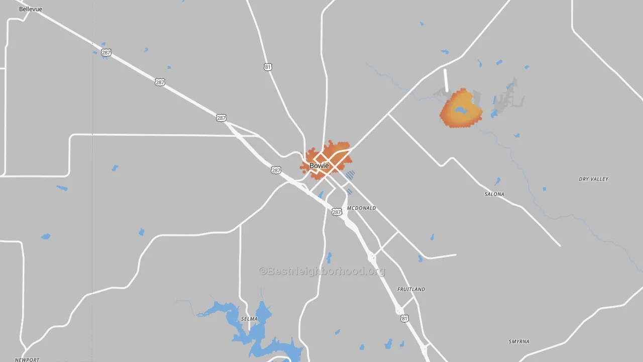 Bike Grade map of 76230, TX