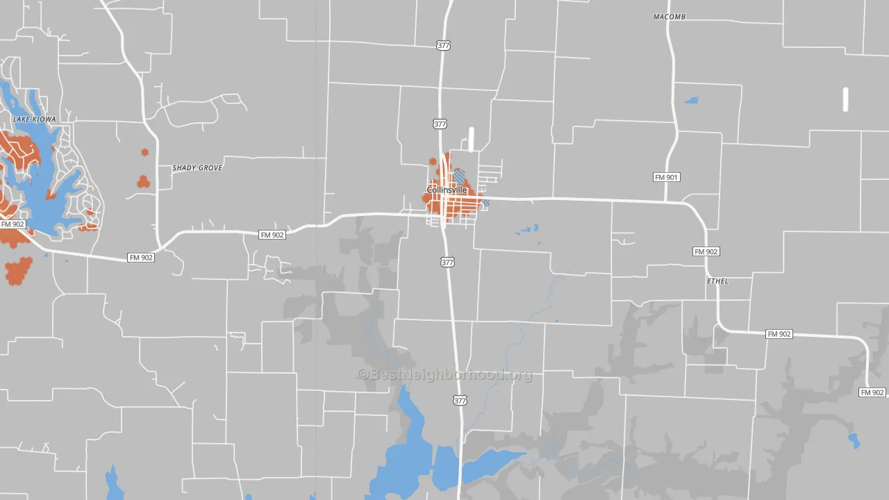 Bike Grade map of 76233, TX