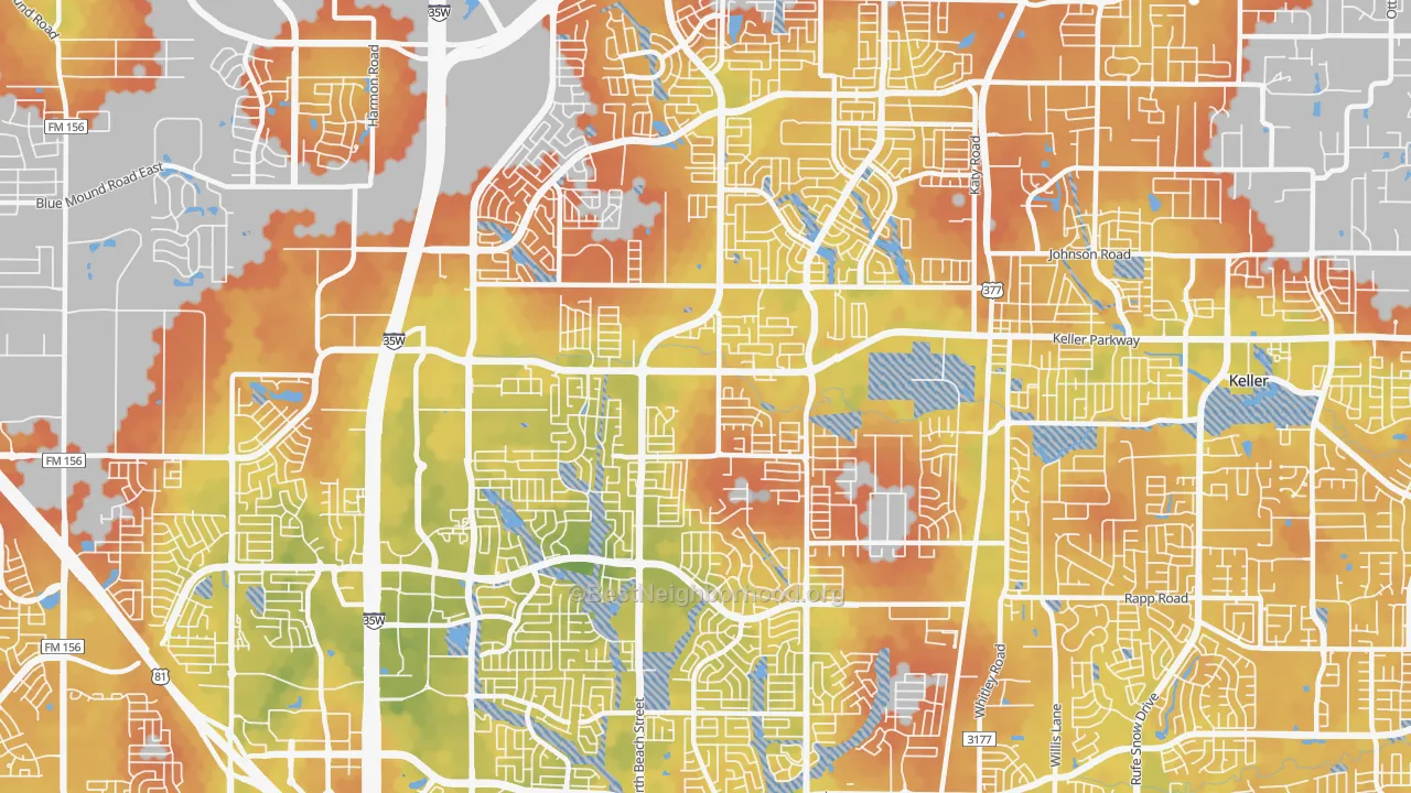 Bike Grade map of 76244, TX