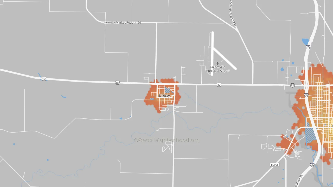 Bike Grade map of 76250, TX