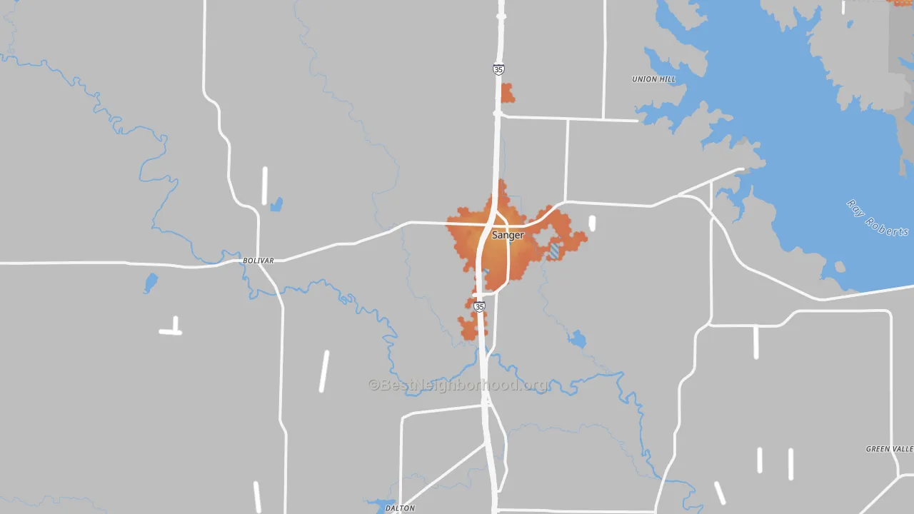 Bike Grade map of 76266, TX