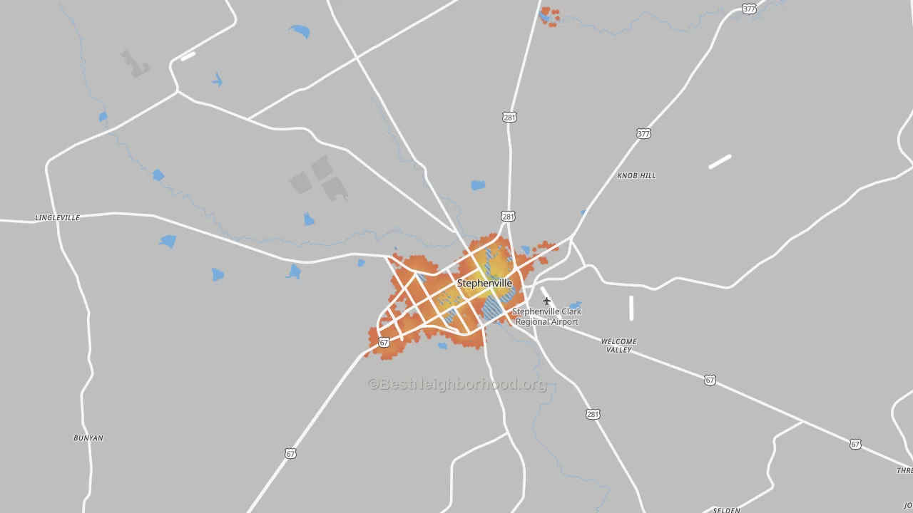 Bike Grade map of 76401, TX