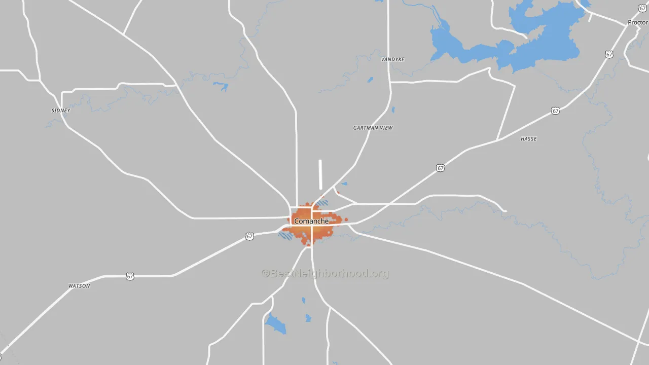 Bike Grade map of 76442, TX
