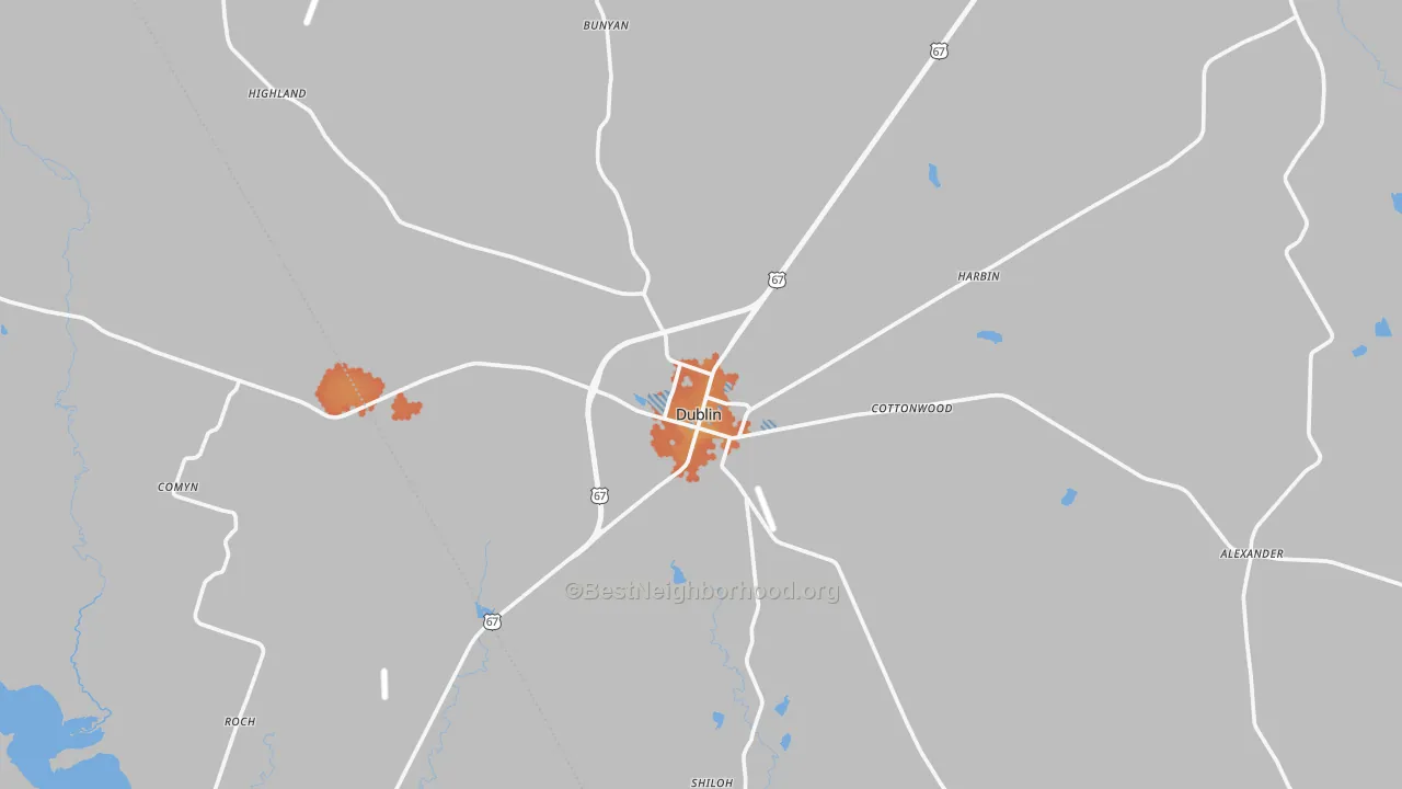 Bike Grade map of 76446, TX