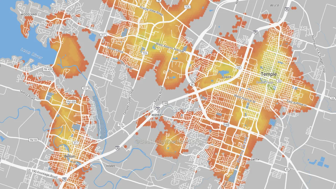 Bike Grade map of 76502, TX