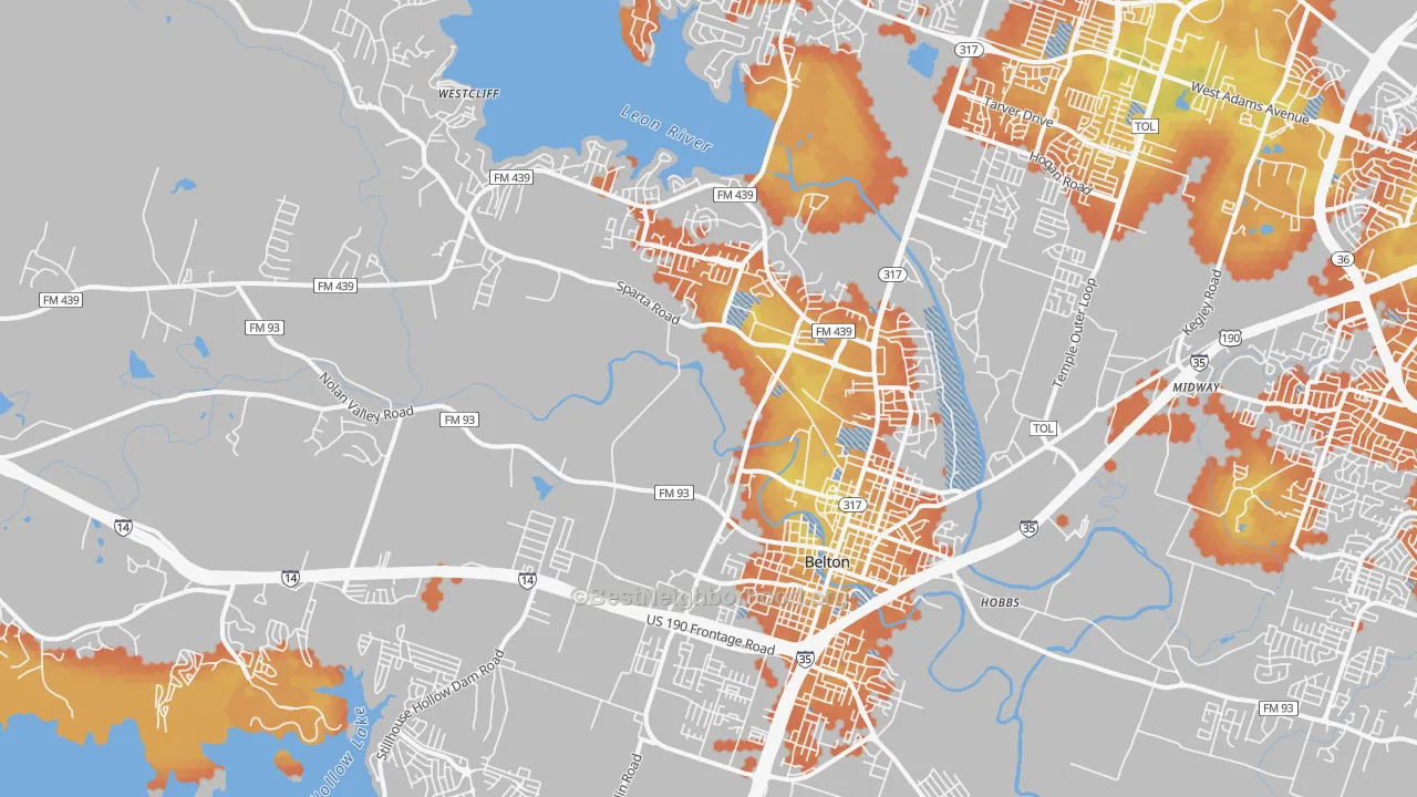 Bike Grade map of 76513, TX