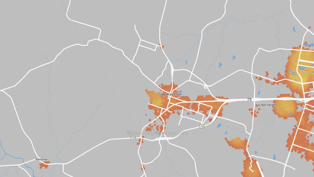 Bike Grade map of 76522, TX