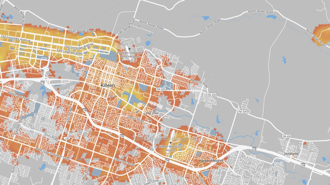 Bike Grade map of 76543, TX