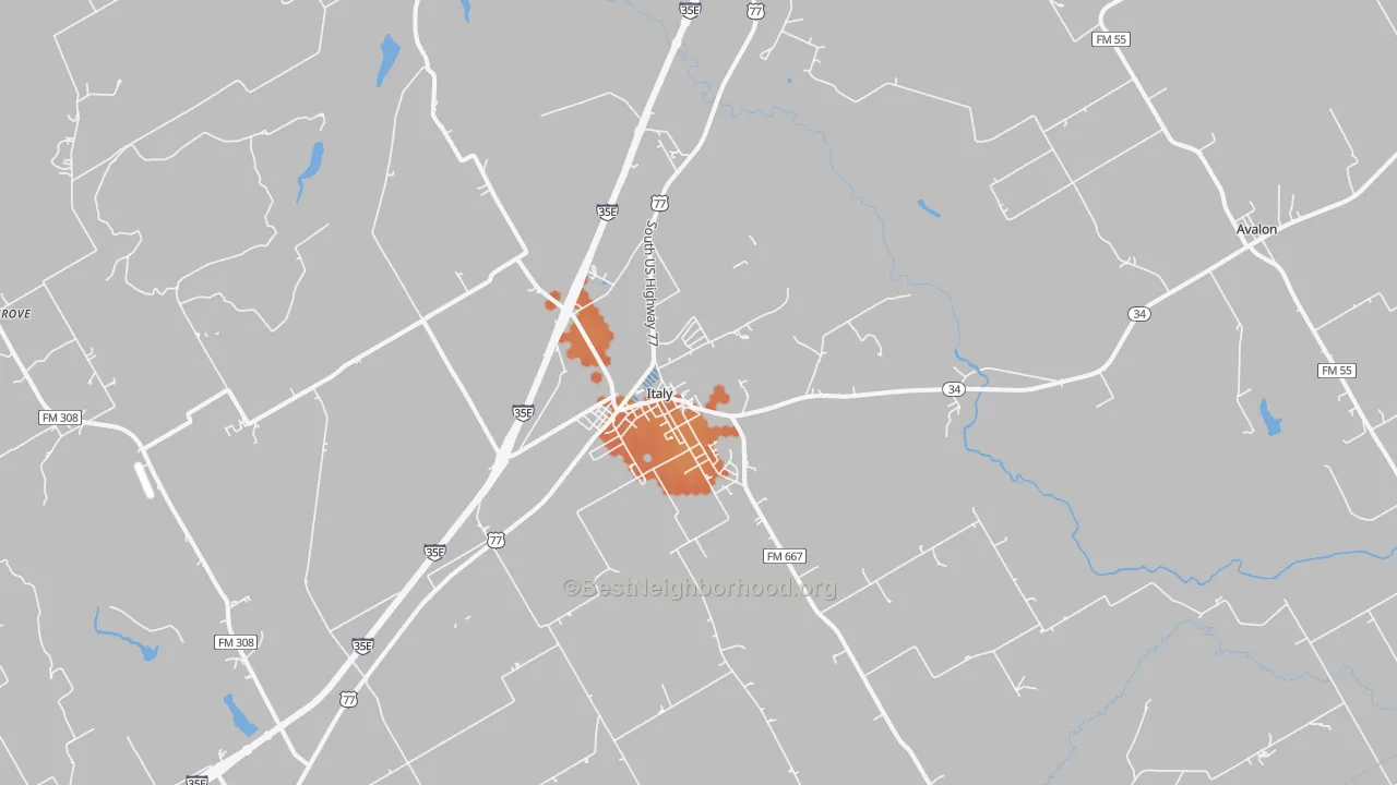 Bike Grade map of 76651, TX