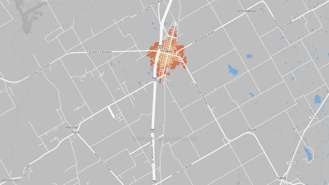 Bike Grade map of 76691, TX