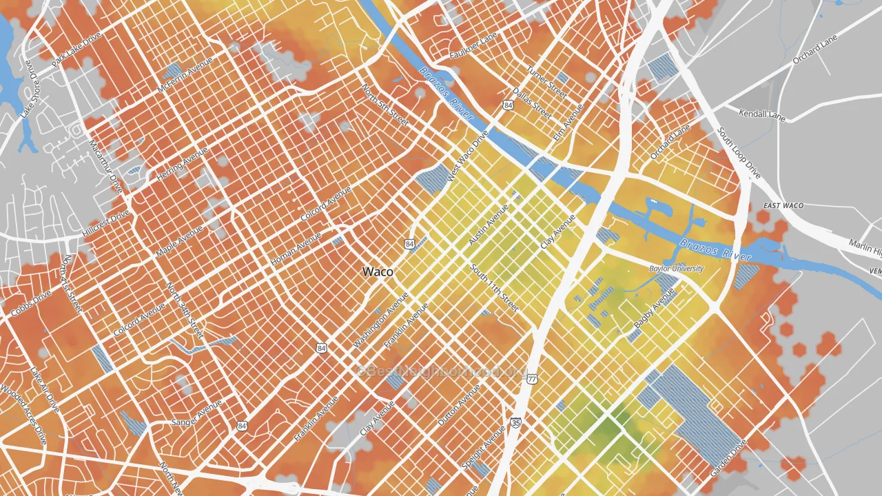 Bike Grade map of 76701, TX