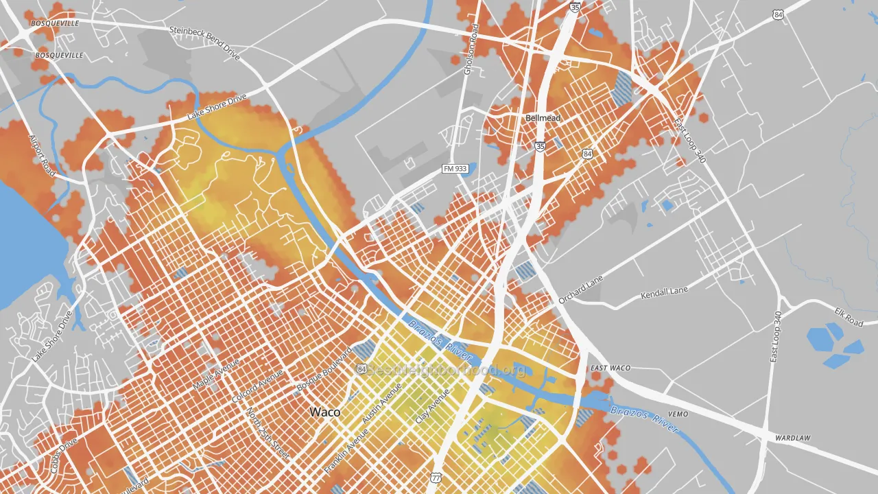 Bike Grade map of 76704, TX