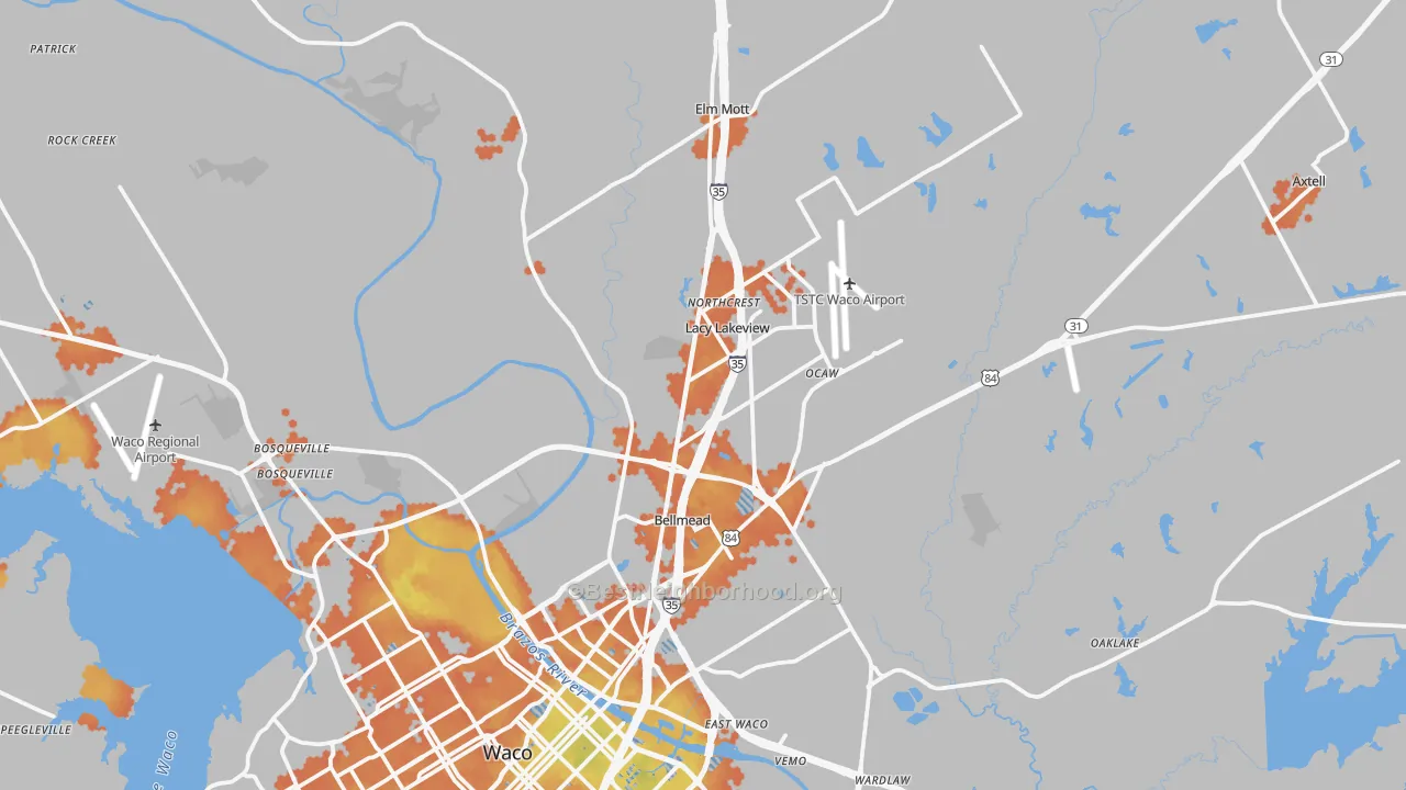 Bike Grade map of 76705, TX