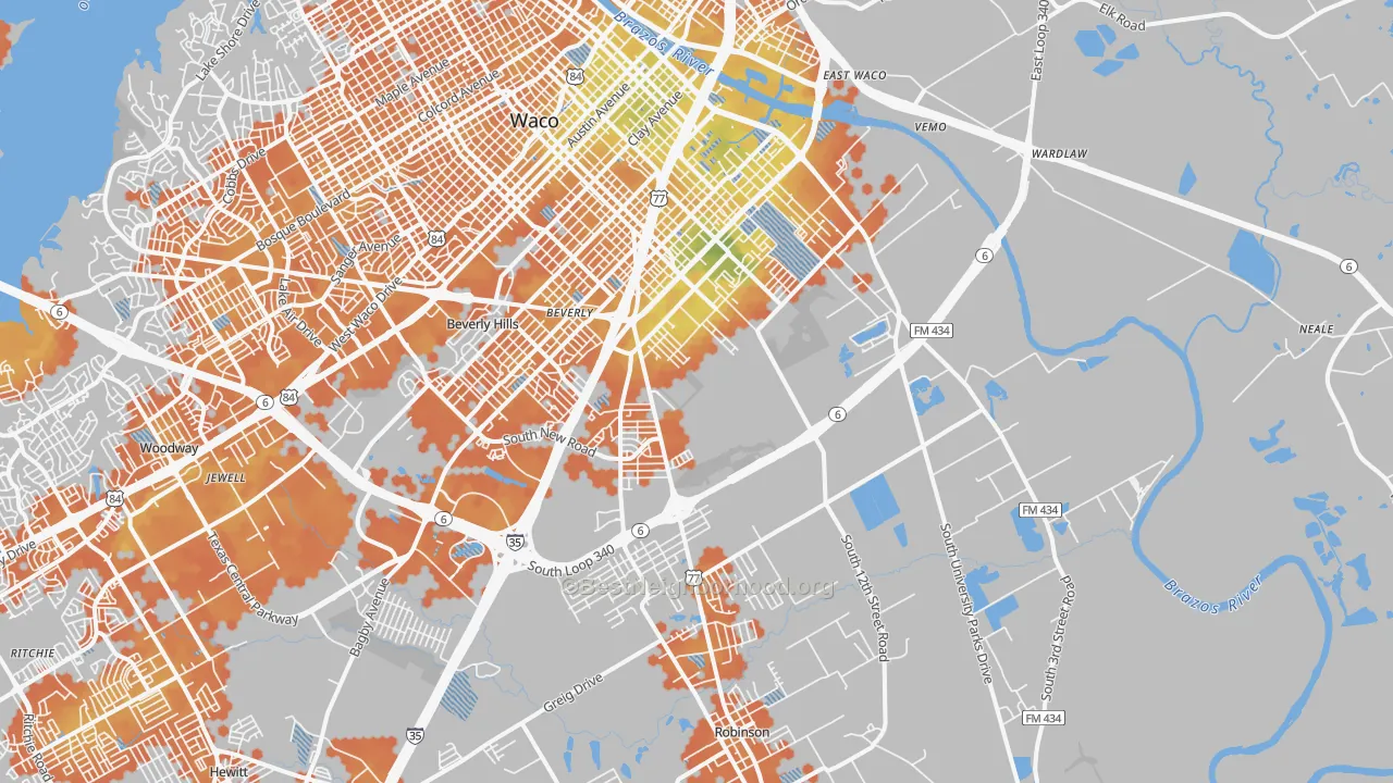 Bike Grade map of 76706, TX
