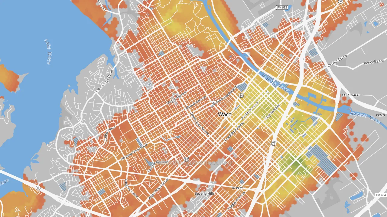Bike Grade map of 76707, TX