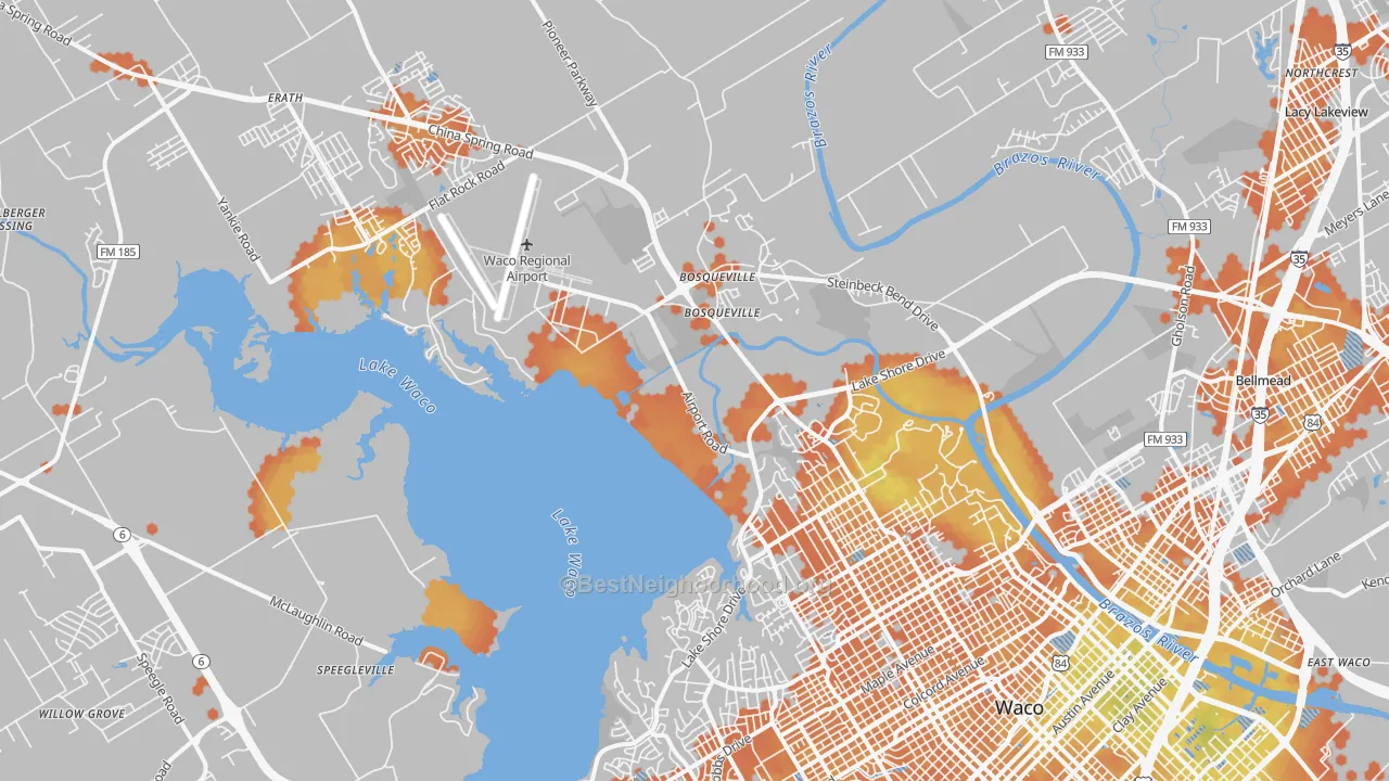Bike Grade map of 76708, TX