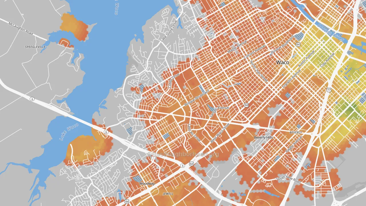 Bike Grade map of 76710, TX