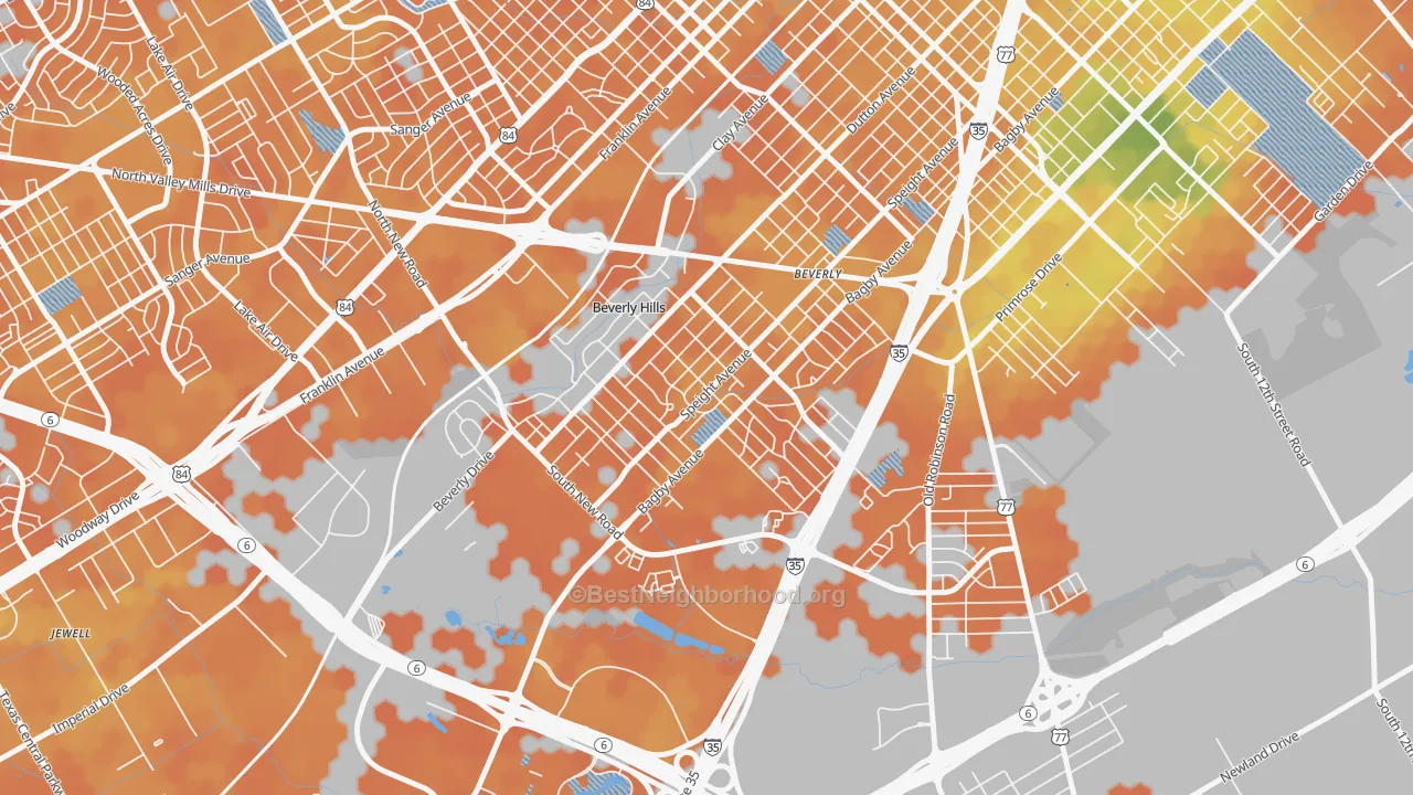 Bike Grade map of 76711, TX