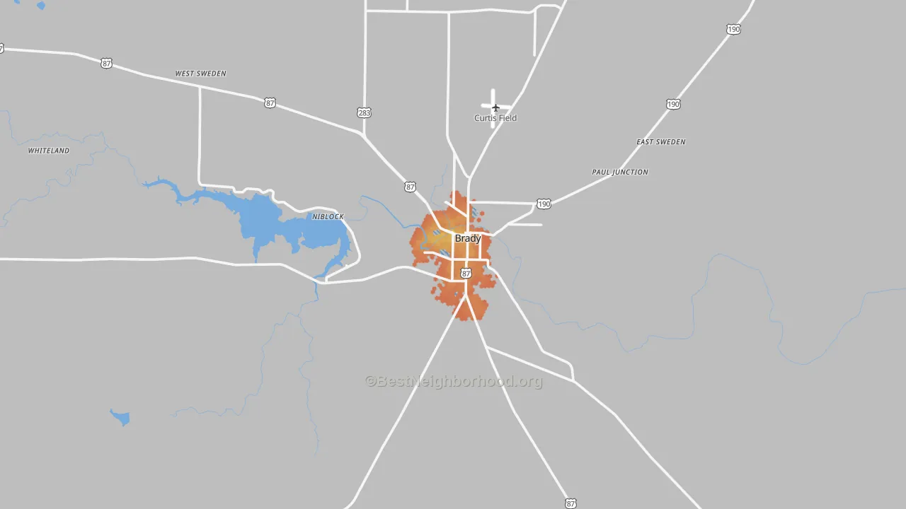 Bike Grade map of 76825, TX