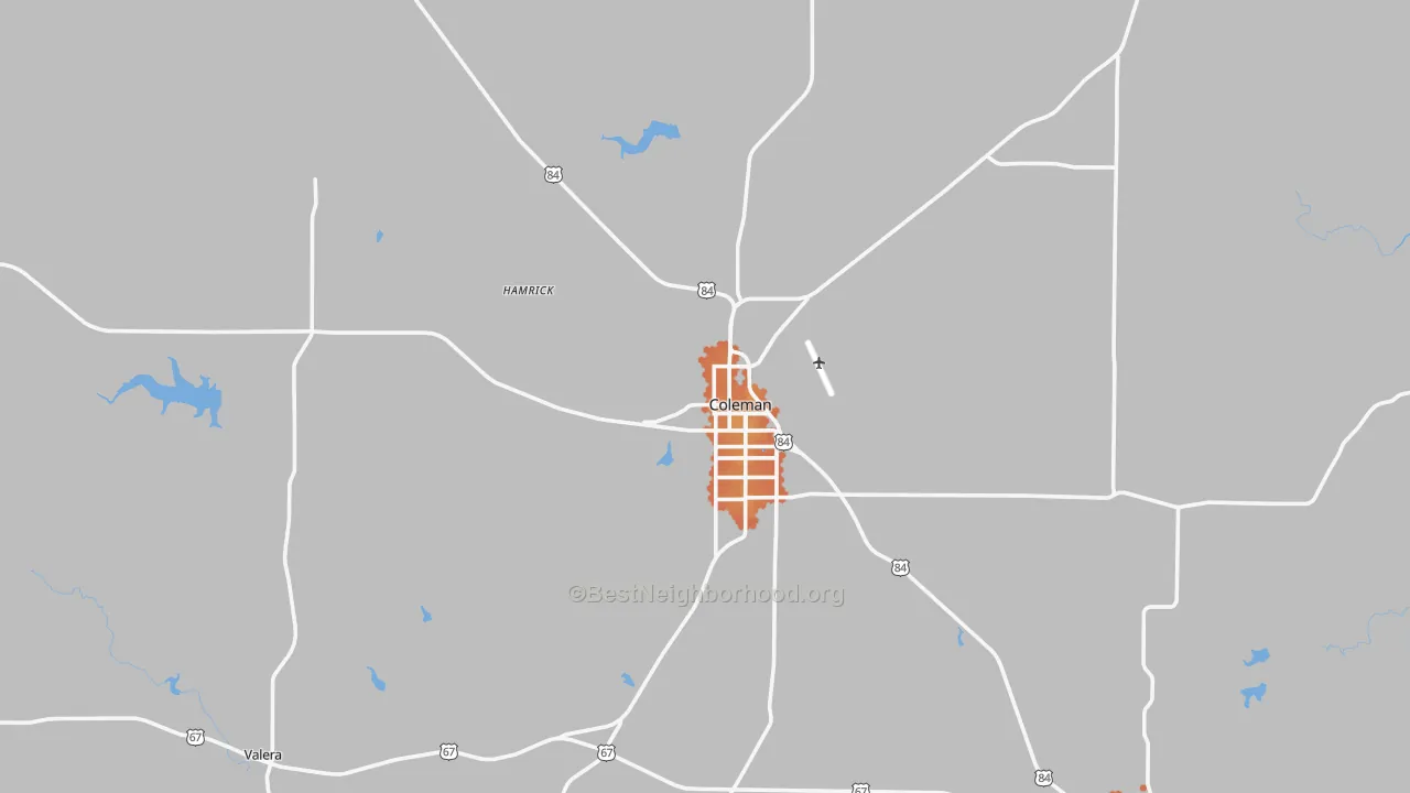 Bike Grade map of 76834, TX