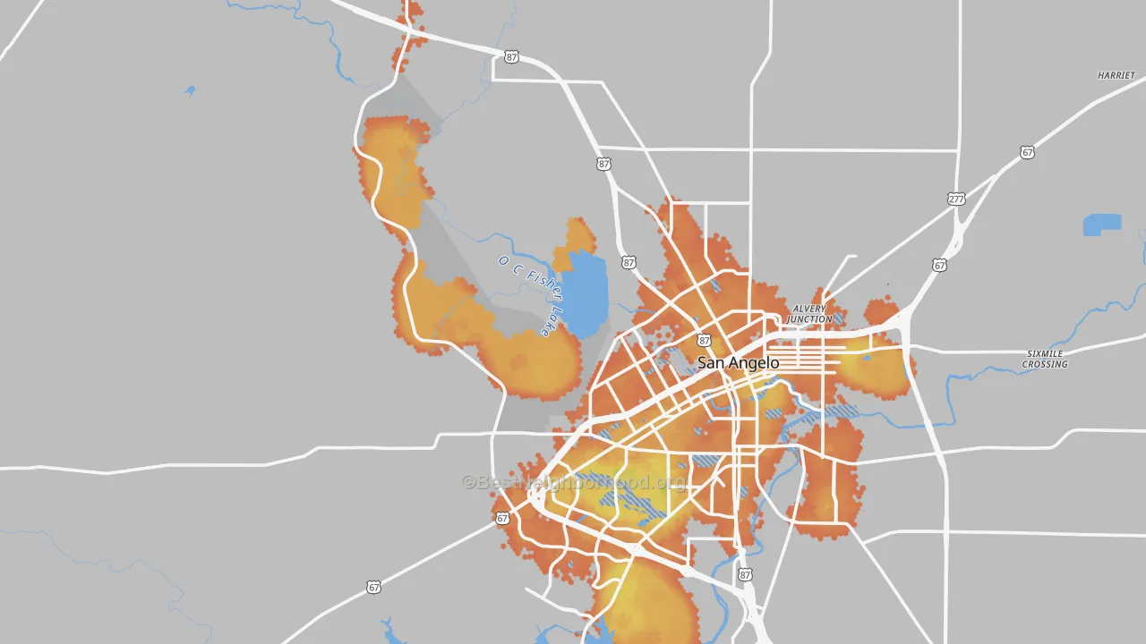 Bike Grade map of 76901, TX