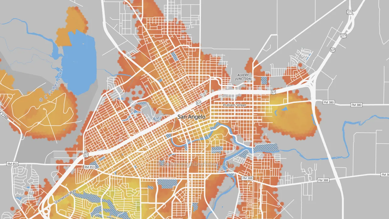 Bike Grade map of 76903, TX