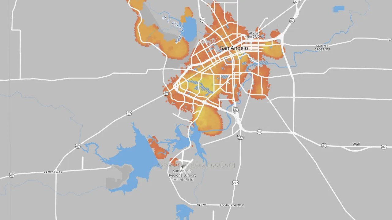 Bike Grade map of 76904, TX