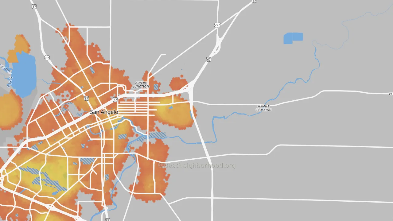 Bike Grade map of 76905, TX
