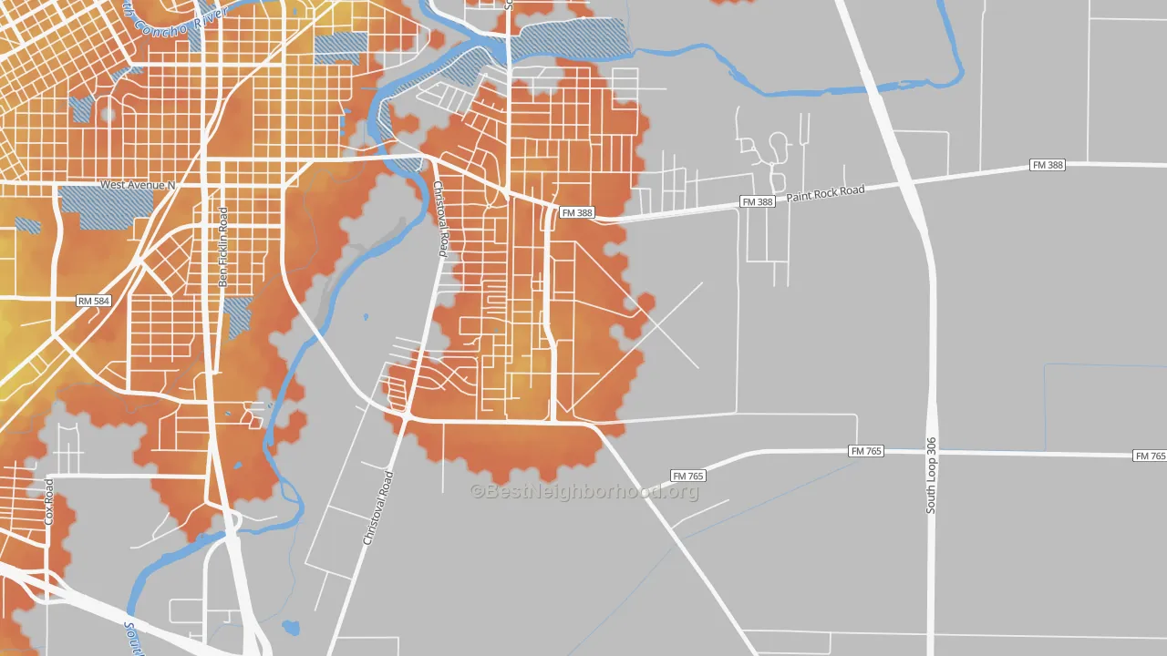 Bike Grade map of 76908, TX