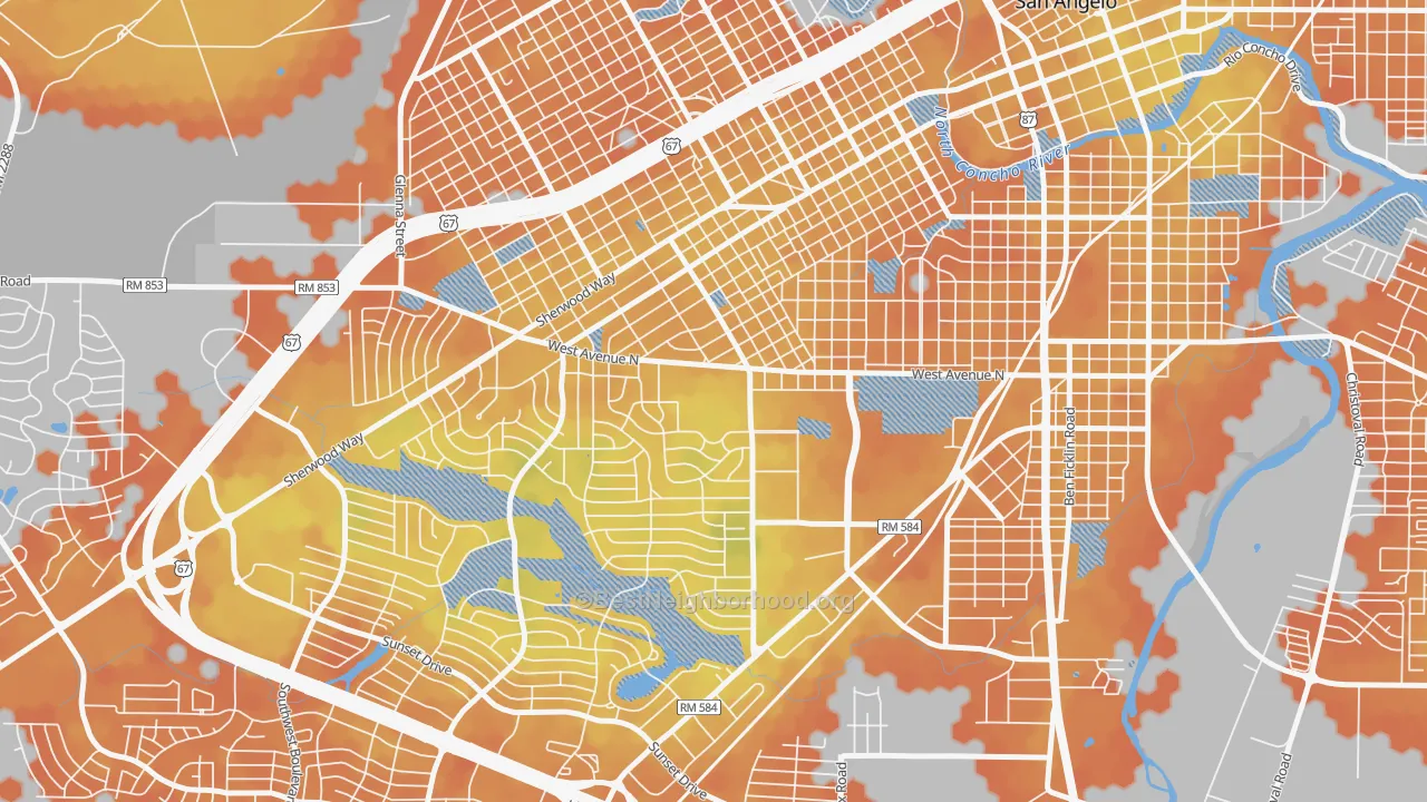 Bike Grade map of 76909, TX
