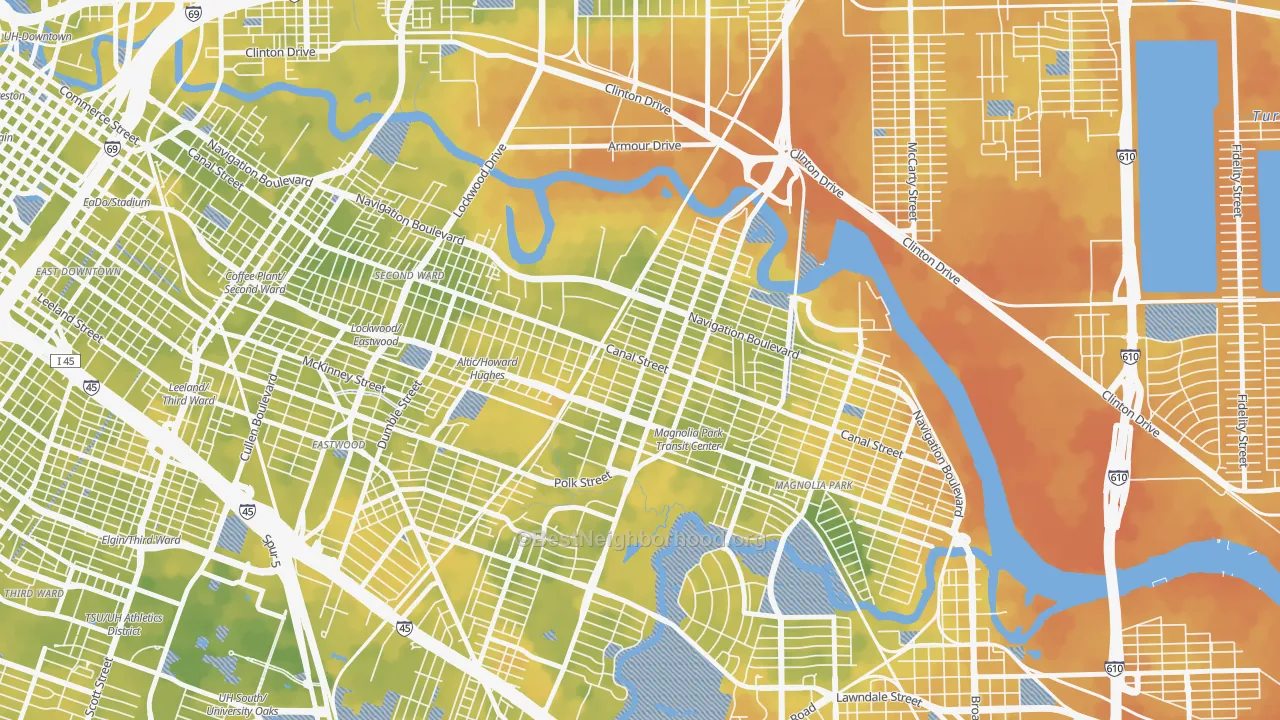 Bike Grade map of 77011, TX