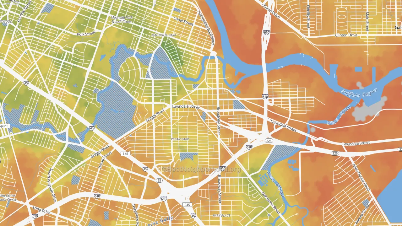 Bike Grade map of 77012, TX